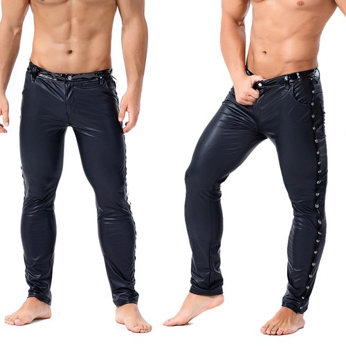 Herren kunstleder skinny slim - kunstleder,