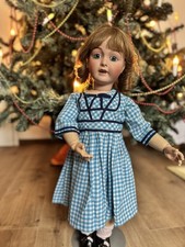 Blaues Kleid für antike Puppe, Porzellanpuppe, Dress antique doll, Robe poupeé