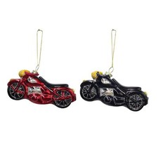 2 Stück Weihnachtsanhänger Motorrad 12 x 5 cm Glas Baumschmuck Christbaumschmuck