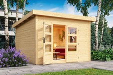 Gartenhaus Holz 38mm Blockhaus Poolhaus Northeim 3 natur oder terragrau