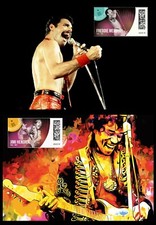 BRIEFMARKE FREDDIE MERCURY QUEEN JIMI HENDRIX MI 3851 3780 GANZSACHE POSTKARTE !