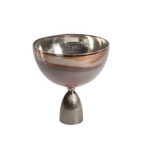 Glasschale mit aluminiumfuß - mit,
