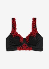BH ohne Bügel Gr. (110) E Schwarz Rot Damen-Bra Oberteil Neu*