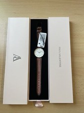 PAUL VALENTINE Damenuhr 32mm Rosegold echtes Lederarmband  rosa Samt NEU 32149