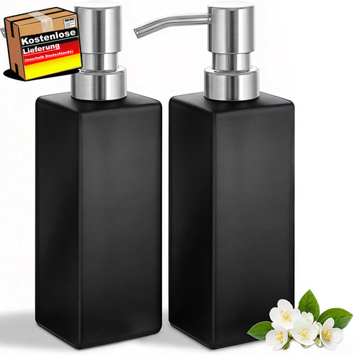 Seifenspender glas 350ml set - glas,