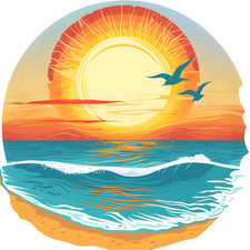 9X9 cm Autoaufkleber Sonne am Strand Aufkleber Wetterfester Vinyl Sticker