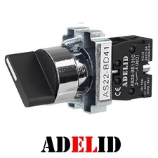 Wahlschalter Drehschalter Knopfschalter Maschinenschalter Metall FI22 0-1 1-0-2