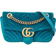 Gucci Blue Velvet GG Marmont Crossbody Bag Tasche