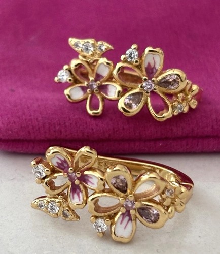 Gold blume creolen rosa - rosa, cz
