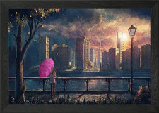 Anime Stadt Gerahmtes Wandbild