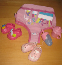 Zapf Creation Baby Born 2 mal Schuhe crocs  Tasche Trinkflasche Trinkbecher  