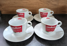 4x2er Set Lavazza Porzellan Tasse mit Untertasse weiß rot Kaffeetassen 200 ml
