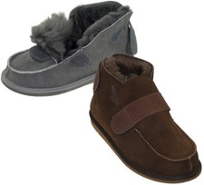 Extra dicke Lammfell Schuhe mit Klettverschluss Herren Hausschuh Hausschuhe Pant