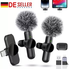 2Pcs Kabellos Lavalier Mikrofon Wireless Mini Ansteckmikrofon für iPhone&Android