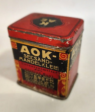 AOK Seesand-Mandelkleie Blechdose Ostseebad Kolberg Kolobrzeg Peeling um 1925