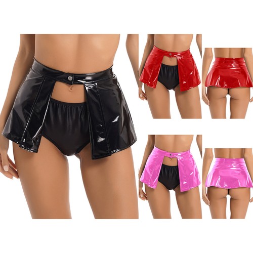 Damen wetlook rock minirock - rock,