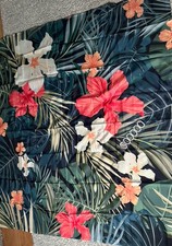 Duschvorhang Hawaii ? Blumen Muster Bunt Dunkle Farben 180x180cm