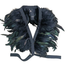 Rarität,edler Echt Feder  WUNDERSCHÖN Blusen Pullover Kleider Kragen Eyecatcher