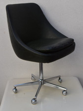 Drehsessel 50er easy chair deutsches Design schwarzgrün Kunstleder verchromt