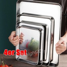 4er Set Backblech Ofenblech Kuchenblech Rechteckige DIY Edelstahl