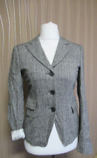Strenesse Gabriele Strehle Blazer Jacke Gr. 34 grau schwarz Fischgrät Muster