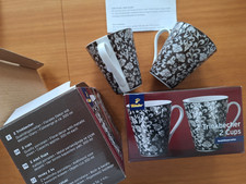 Tchibo 4  Becher Tassen TCM floral braun/silber-Glanz Weihnachten NEU in OVP