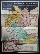 Deutschland Landkarte 1946 Alliierte Besatzungszone Postleitzahlenkarte Militär 