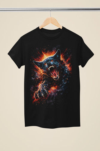 Shirt fierce wolf - t-shirt, fire