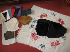 Lederreste-Stoffreste, Samt u Tischdecke für Bastler-Handarbeiten  für Puppen