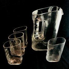 Claus Josef Riedel Karaffe + Gläser schräg 70er Glas Tirol Austria