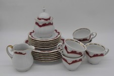 19tlg. Mitterteich Porzellan Geschirr Kaffeeserice magenta weiß gold Ornament