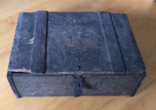 antike Holzkiste, Munitionskiste, Teilweise Messing Beschlagen, Deckel lose