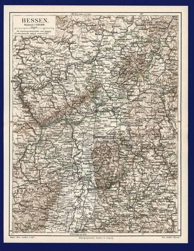 Hessen landkarte anno 1895 - hessen,