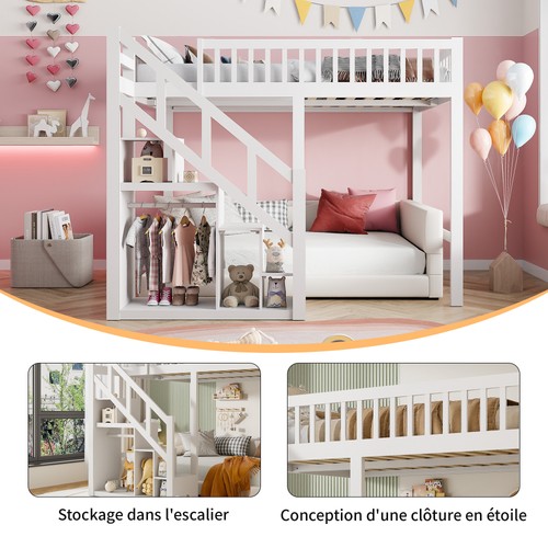 Hochbett kinderbett 140 90x200 - hochbett,