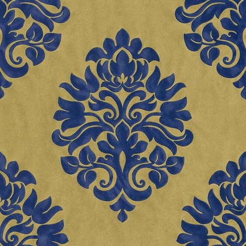 Vliestapete barock gold blau - barock,