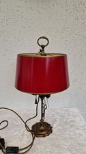 Bouillotte Tischlampe Messing Roter Schirm
