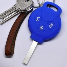 Funk Schlüssel Case Cover Hülle Blau für Smart 451 Fortwo Cabrio Coupe Key