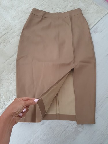 Kunst leder rock - beige, s