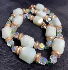 Halskette Amazonit Echt Edelstein Glasperlen Collier Schmuck