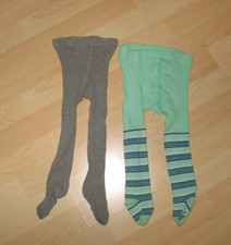 * 2 Stück Kinder Strumpfhosen  grau  grün Gr. 74/80