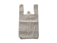 Hemdchentragetaschen - Tüten 14my Plastiktüten Tragetaschen - 30x18x55cm - Weiß