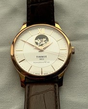 TISSOT Tradition Powermatic 80 Open Heart mechanische Armbanduhr roségoldfarben