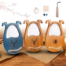 Vintage Instrument Lyra Harfe Mahagoni 16 Stahlsaiten Stimmschlüssel Pickup Set