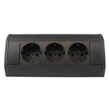 kalb | Ecksteckdose 3-fach Steckdosenleiste, Unterbau Aufsatz Steckdose, schwarz