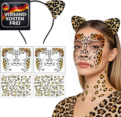 Leoparden kostüm set damen - set,