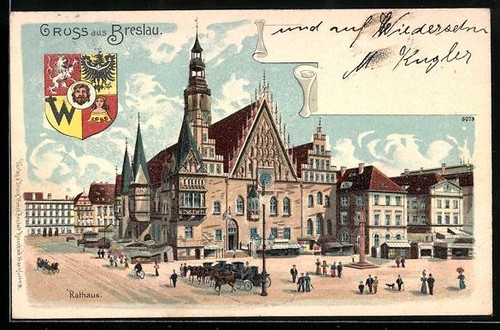 Lithographie breslau rathaus - lithographie,
