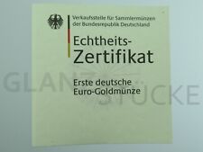 100 Euro Goldmünze 2002 Erste deutsche Euro-Goldmünze Zertifikat ║ M1092
