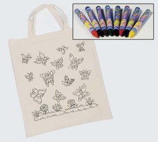 8 TEXTILMALSTIFTE + Baumwollbeutel SCHMETTERLING für Kinder Basteln Spielen NEU