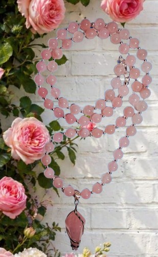 Rosenquarz halskette cm - halskette🦋50,