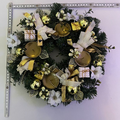 Adventskranz gold weiß - adventskranz, gold-weiß
